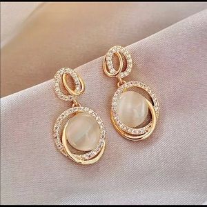 Golden Shiny Champagne Twist Earrings